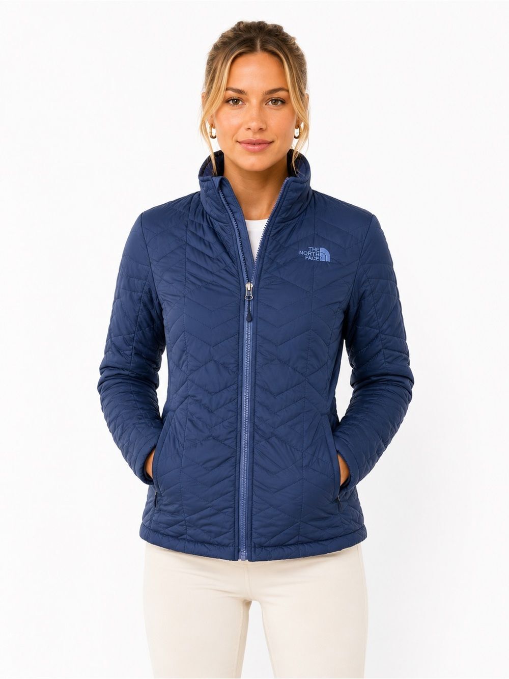 The North Face Women’s Chevron Quilted Insulated Jacket Blue F16 Sz Small